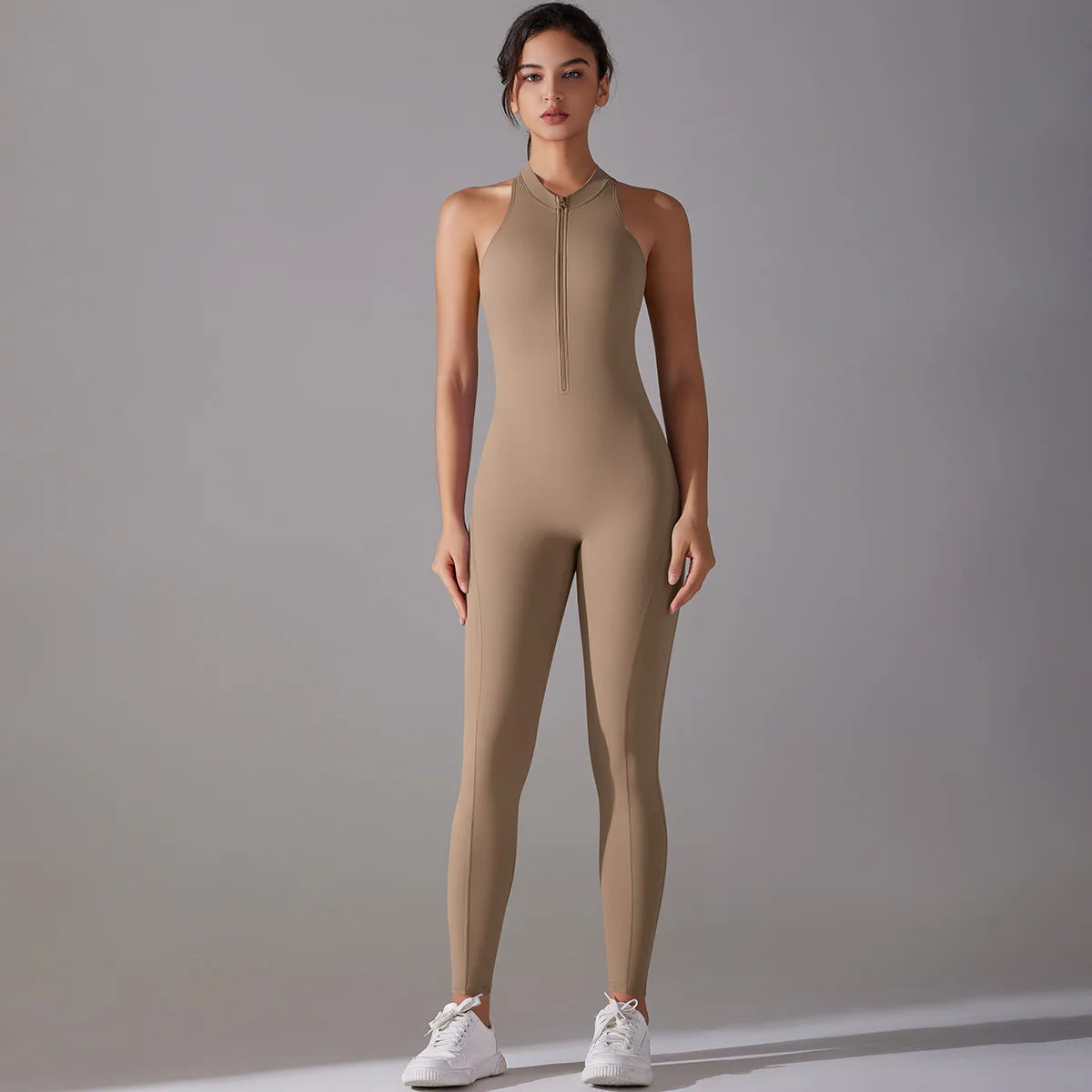 One Piece Zip Front Scrunch Bum Jumpsuit Women Open Back Activewear Onesie Sexy Yoga Set Workout Gym Romper Suit for Fitness