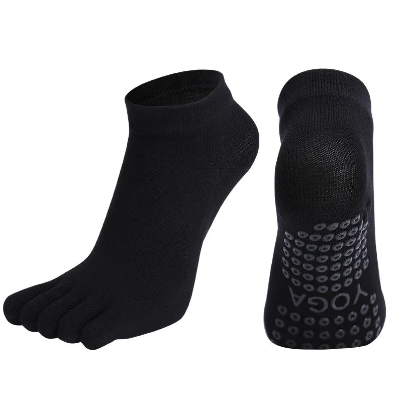 Combed Cotton Five Finger Yoga Socks for Women Silicone Anti Slip Professional Pilates Socks Indoor Dance Fitness Sports Socks