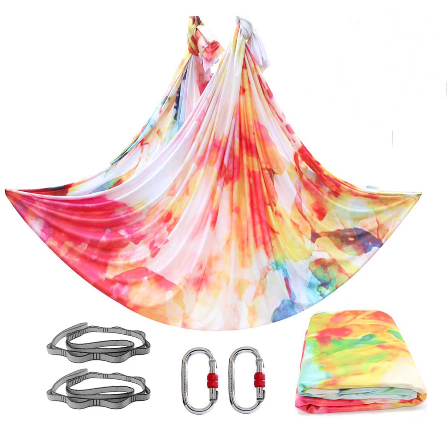 Aerial Yoga Hammock Set  Yoga Swing 5.5 Yards Silk Fabri Fitness Pilates Include Carabiners Daisy Chain for Inversion Exercises