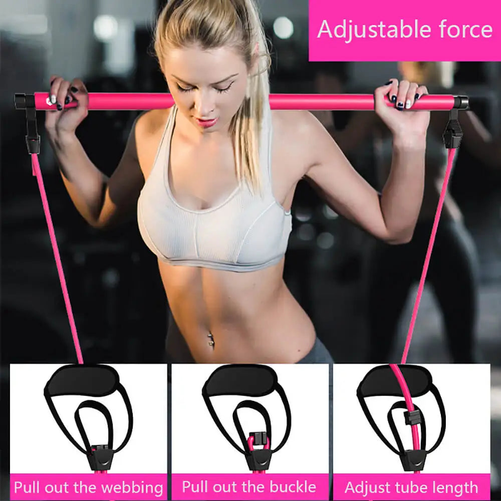 Yoga Equipment Back Trainer Workout Pull Rods Pilates Abdominal Resistance Exercise Stick Toning Fitness Rope Puller Women Gym