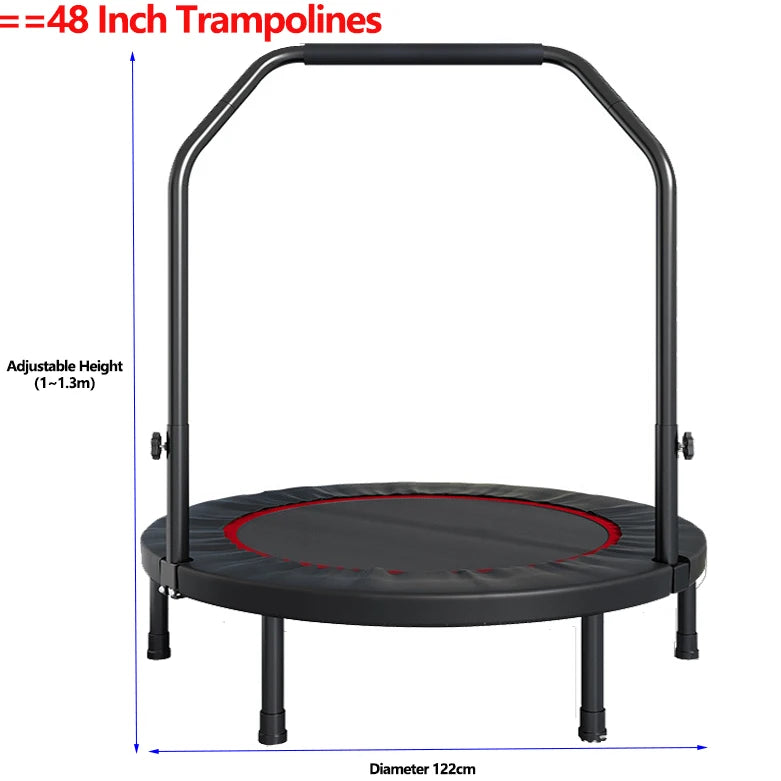 Portable Folding Trampolines Bodybuilding Door Type Handrail Spring Bed Rubbing Fitness Equip Bold All Steel Frame Trampoline