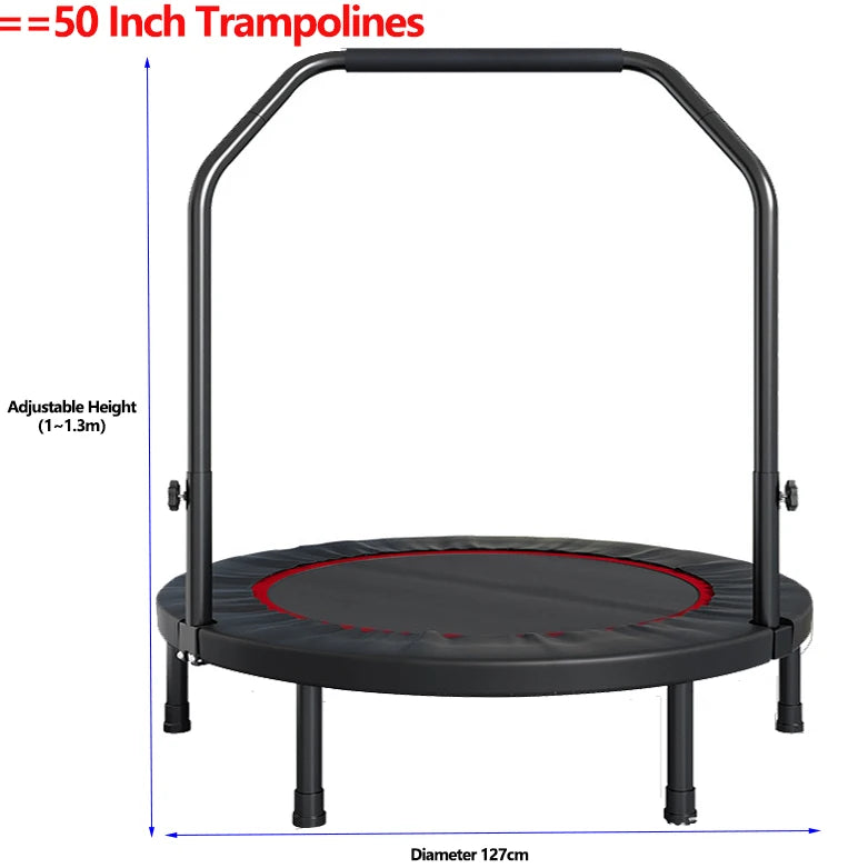 Portable Folding Trampolines Bodybuilding Door Type Handrail Spring Bed Rubbing Fitness Equip Bold All Steel Frame Trampoline