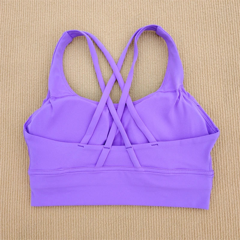 Sexy Yoga Bra Sports Underwear Gym Solid Color Bra Cross Shoulder Strap Beauty Back Fitness Bra Sling Yoga Suit Soft Comfortable