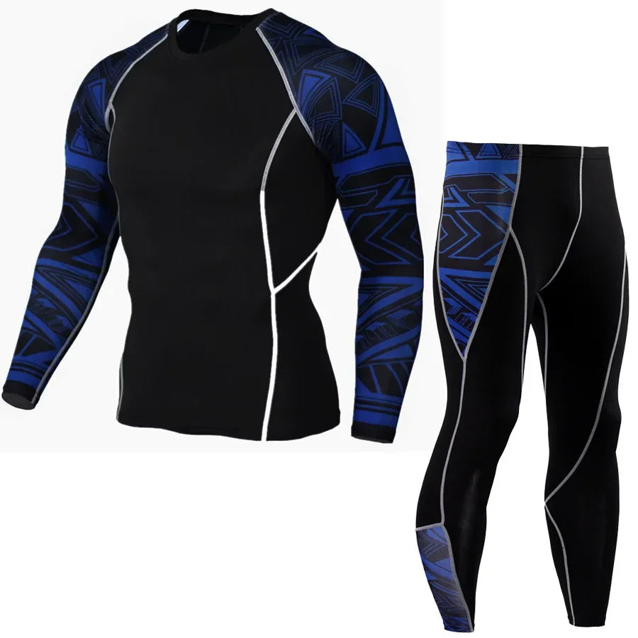 2pcs Men's Compression Sports Sets for Men Sportswear Long Sleeve Suit Gym Tight Yoga Workout Jogging Fitness Clothing Tracksuit