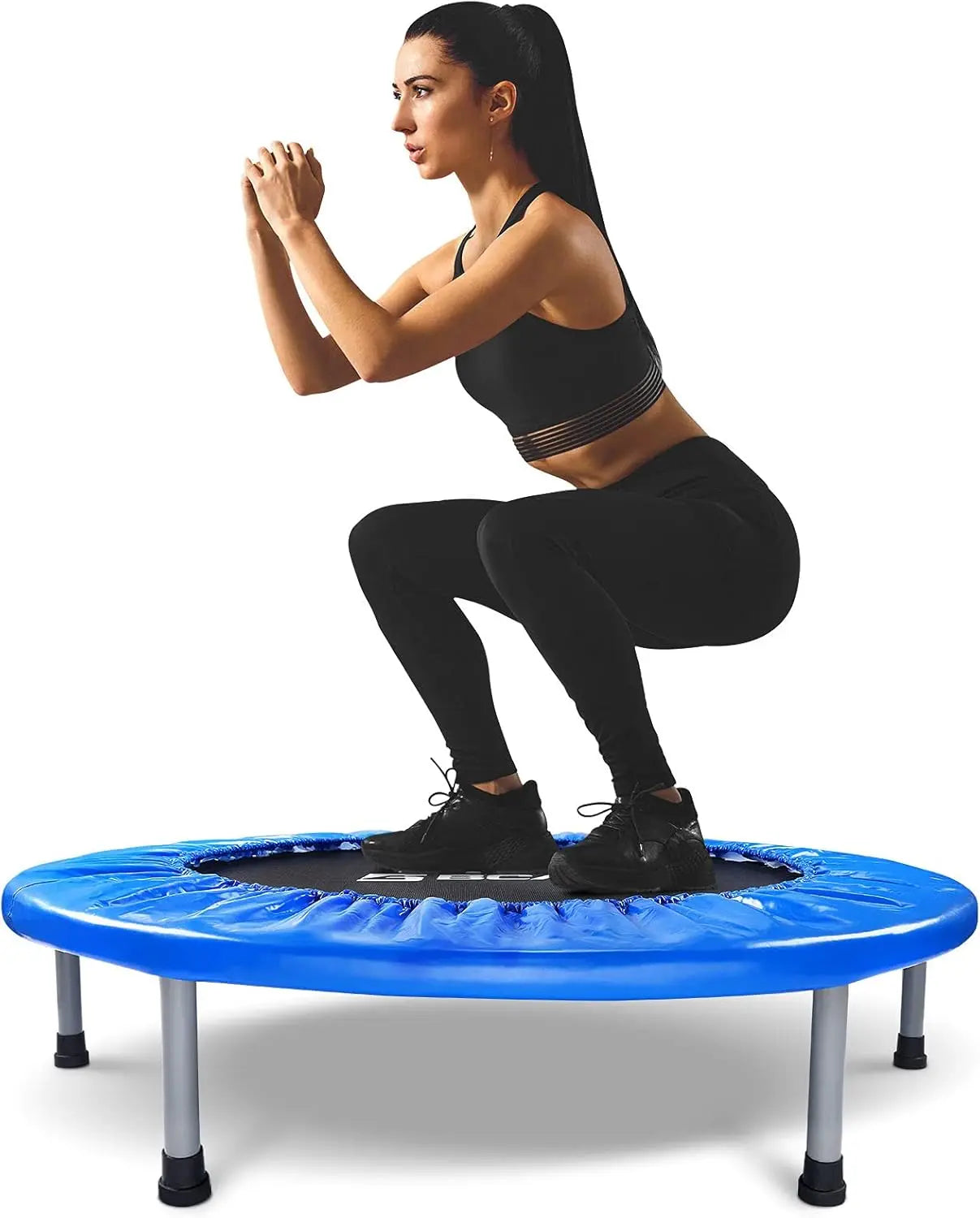 38" Foldable Mini Trampoline Fitness Trampoline with Safety Pad,Rebounder Exercise Trampoline for Adults Indoor/Garden Workout,M