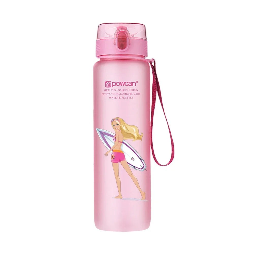 Cartoon Barbie Water Cup Large Capacity Frosted Plastic Cups Outdoor Portable Sports Fitness Plastic Water Bottle Gift 560ML