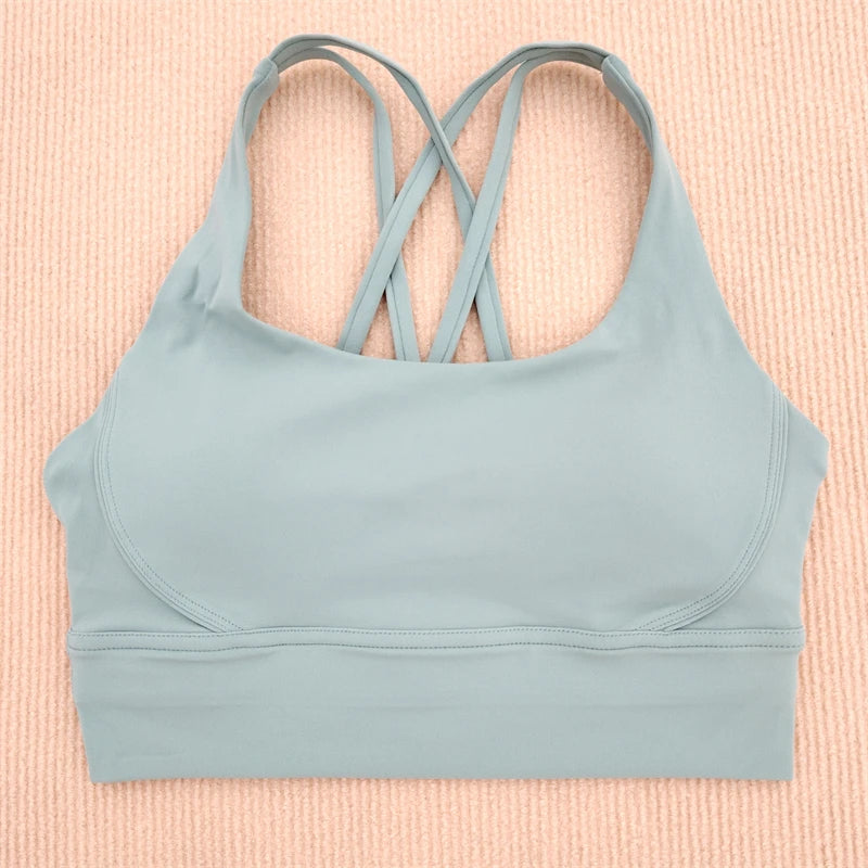 Sexy Yoga Bra Sports Underwear Gym Solid Color Bra Cross Shoulder Strap Beauty Back Fitness Bra Sling Yoga Suit Soft Comfortable