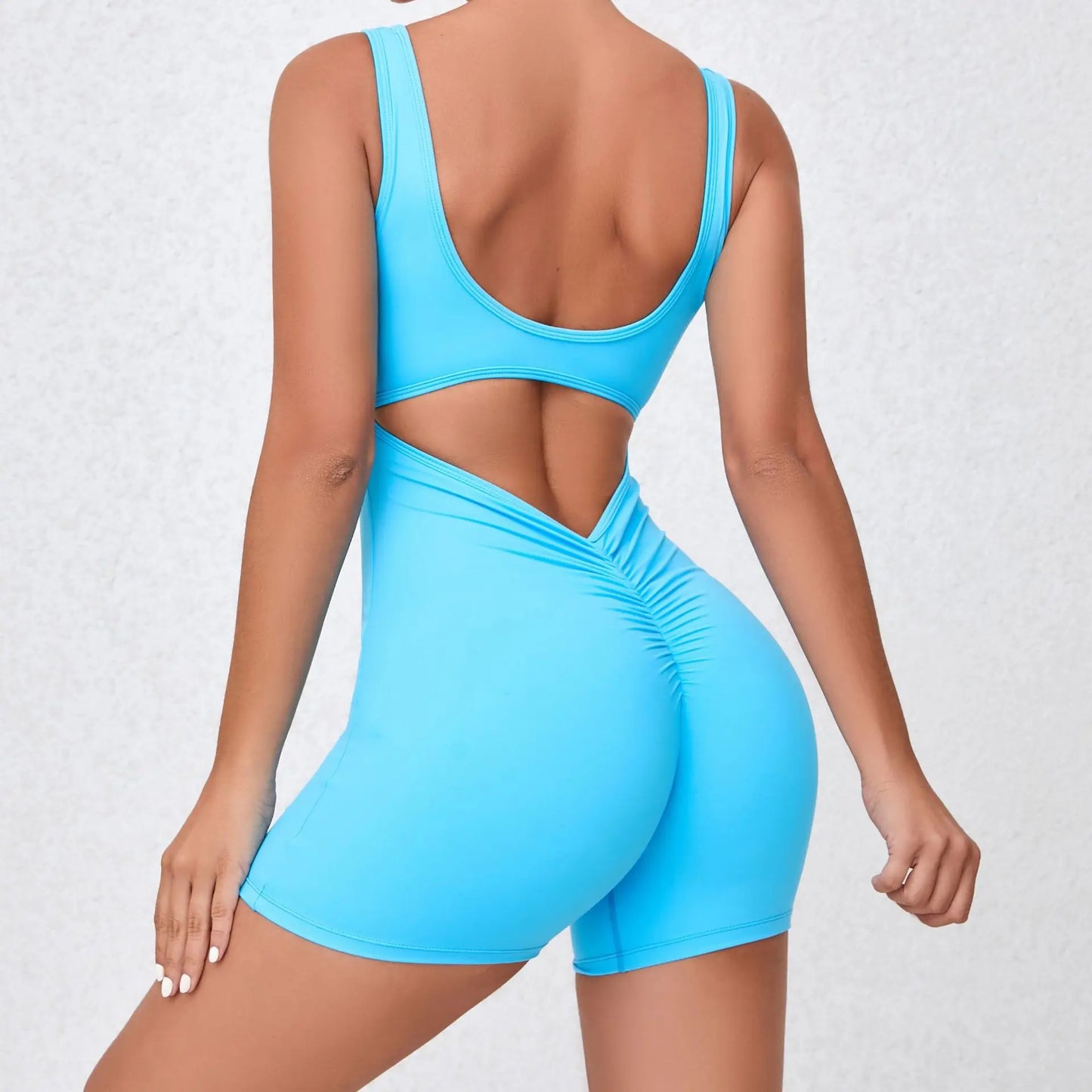 Women V Back One-Piece Suit Scrunch Sports Jumpsuit Women Gym Rompers Female Quick-Drying Yoga Clothing Fitness Sexy Bodysuits