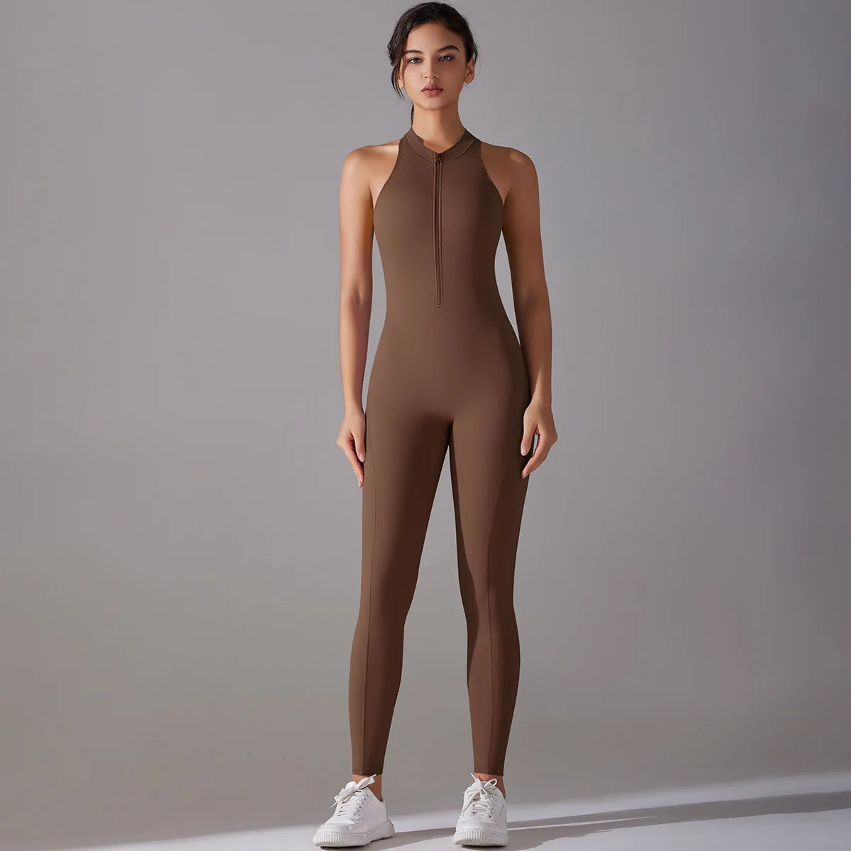 One Piece Zip Front Scrunch Bum Jumpsuit Women Open Back Activewear Onesie Sexy Yoga Set Workout Gym Romper Suit for Fitness