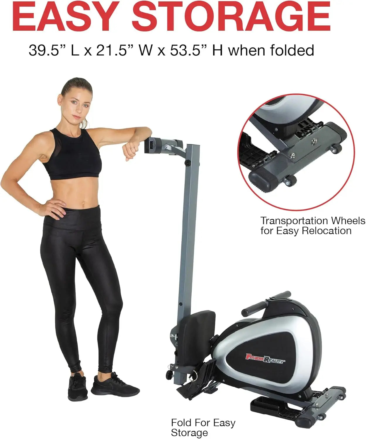 Fitness Reality Magnetic Rowing Machine with Bluetooth Workout Tracking Built-In, Additional Full Body Extended Exercises, App C