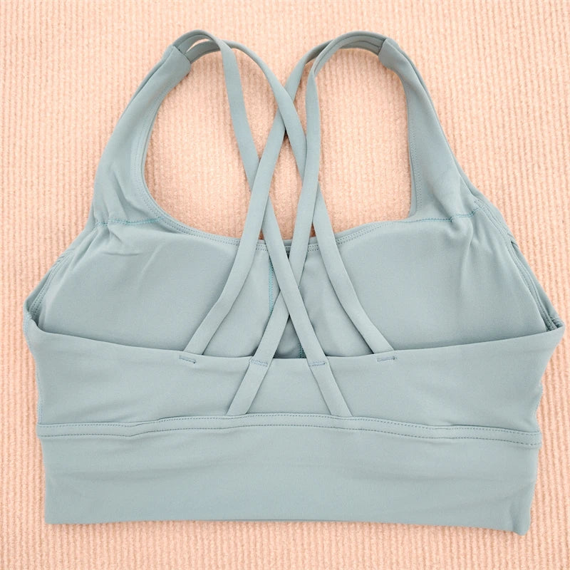 Sexy Yoga Bra Sports Underwear Gym Solid Color Bra Cross Shoulder Strap Beauty Back Fitness Bra Sling Yoga Suit Soft Comfortable