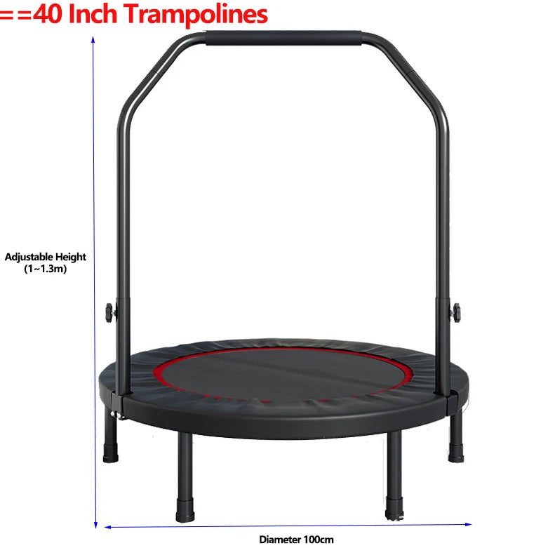 Portable Folding Trampolines Bodybuilding Door Type Handrail Spring Bed Rubbing Fitness Equip Bold All Steel Frame Trampoline