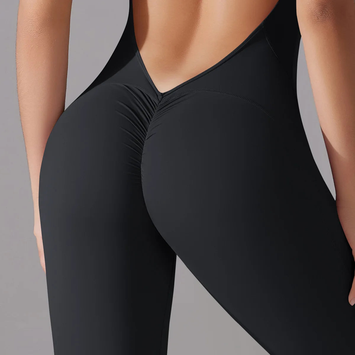 One Piece Zip Front Scrunch Bum Jumpsuit Women Open Back Activewear Onesie Sexy Yoga Set Workout Gym Romper Suit for Fitness