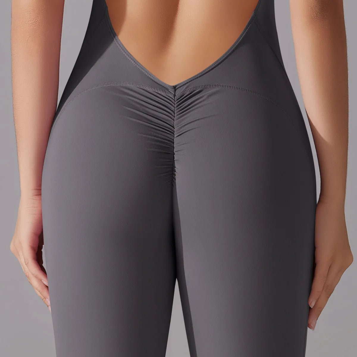 One Piece Zip Front Scrunch Bum Jumpsuit Women Open Back Activewear Onesie Sexy Yoga Set Workout Gym Romper Suit for Fitness