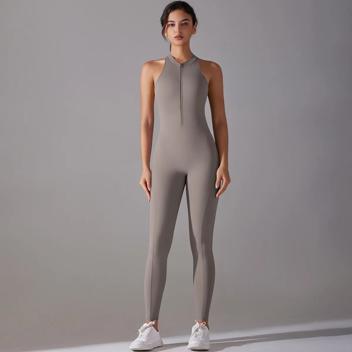 One Piece Zip Front Scrunch Bum Jumpsuit Women Open Back Activewear Onesie Sexy Yoga Set Workout Gym Romper Suit for Fitness